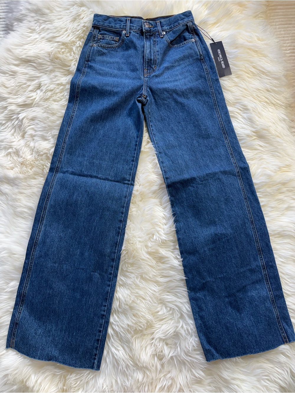 Veronica Beard Dark Blue Wide-Leg Jeans